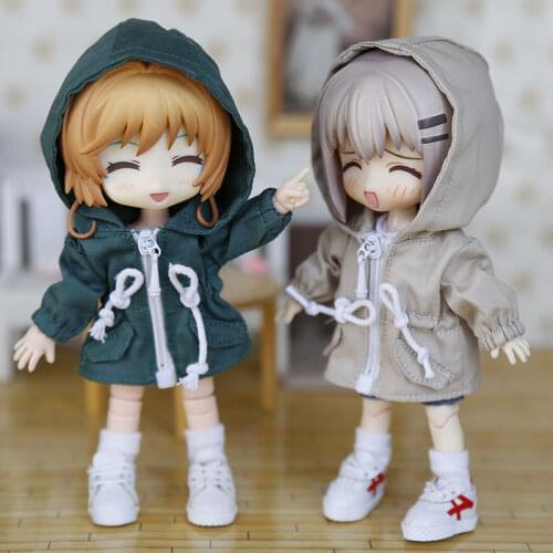 1/12bjd Ob11 baby clothes Molly doll coat windbreaker PICCODO plain body knot pig GSC clay head doll clothes doll accessories