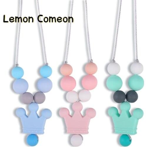 1Pc Silicone Beads Silicon Teether Food Grade DIY Accessories Necklace Nursing Baby Products Crown Bites Chew Toys Baby Gifts