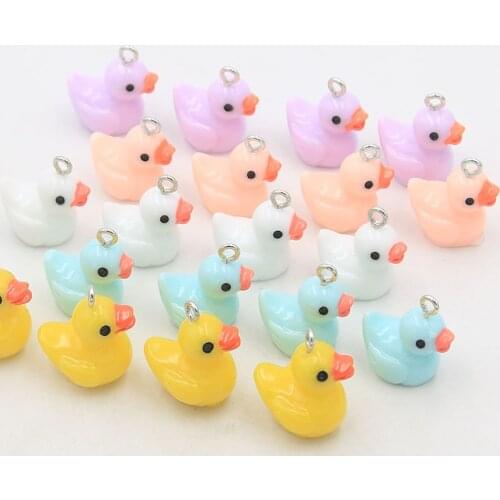 10Pcs 18X21MM Cute 5 Color Duck Resin Earring Charms Diy Findings Kawaii 3D Phone Keychain Bracelets Pendant For Jewelry Making