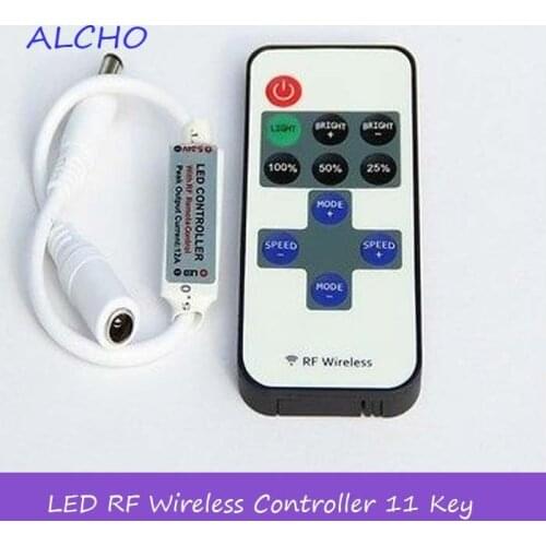 12 24 V 11 Keys RF LED Strip Controller Mini Dimmer RF Remote DC 5V 12V 24V Controller For LED 5050 2835 Strip Single Color