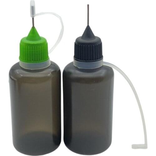 20pcs 30ml Refillable Empty Plastic Dropper Bottles With Metal Needle Cap For Liquid Soft PE Black Vial