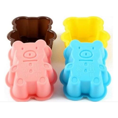500pcs/lot, Silicone Cupcake Cases Bear Shaped Cake Baking Molds Cup Set Kitchen Craft Tool Bakeware Pastry Tools Cake Mold