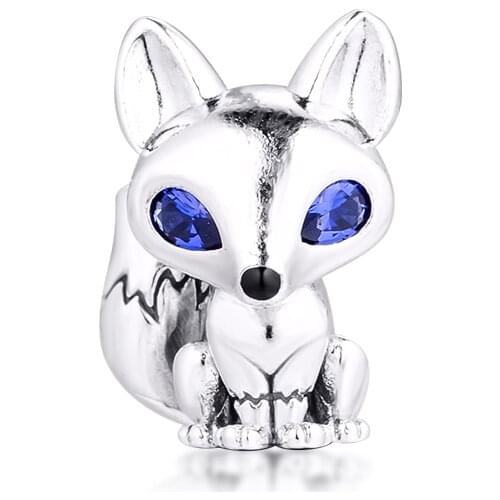 Charms 925 Original Fit Pandora Bracelets Sterling Silver Blue-Eyed Fox Charm Beads for Jewelry Making Women Berloque