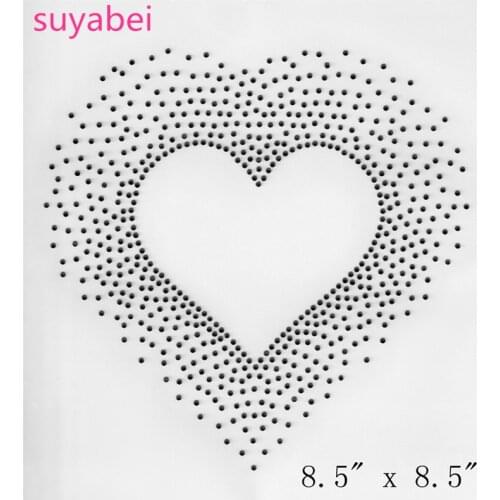 2pc/lot Heart design hot fix rhinestones applique patches iron on crystal transfers design designs iron on transfer for shirt
