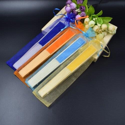 Auviderin 100pcs/Lot Wedding Favors Gift Fan with Yarn Organa Gift Bag