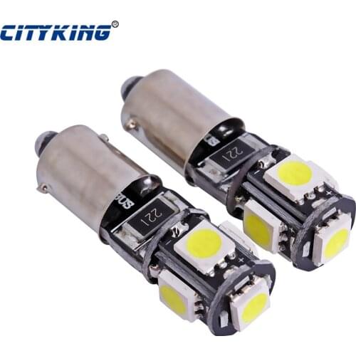 Free shipping 500pcs/lot BA9S led canbus 5SMD LED 5050 White CANBUS Error Free Interior Car H6W led Light Lamp car-styling 12V