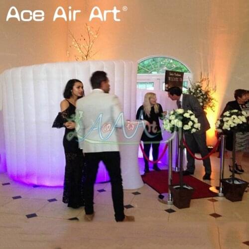 Free shipoping to door curved inflatable photo booth,inflatable Spiral trade show kiosk party wall tent with led lights