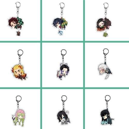 1pc Anime Keychain Demon Slayer Cartoon Figures Acrylic Decorartion Pendant Bag Accessory Chain Nezuko A