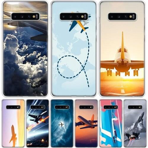Aircraft Airplane Fly Travel Cover Phone Case For Samsung Galaxy S10 S20 Ultra Note 10 9 8 S9 S8 J4 J6 J8 + Lite Plus Pro S7 Coq