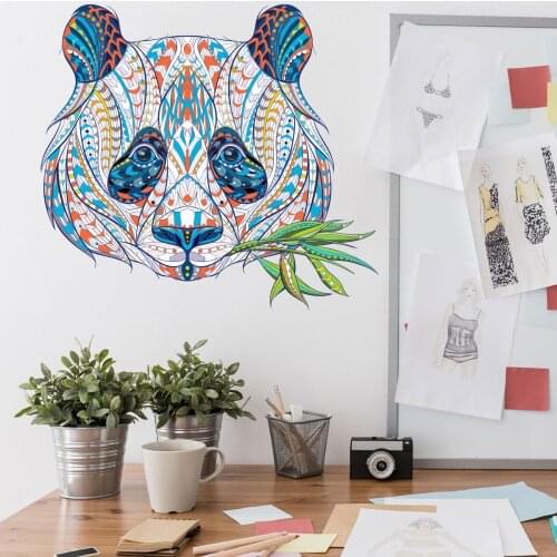 Color animal pattern DIY fight panda wall stickers childrens room living room bedroom study room decoration stickers