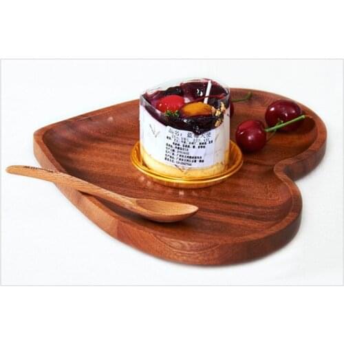 Heart Wooden Dinner Plate Party Serving Tray Fashion Dish Creative Tableware Wooden Tray for Snacks Fruit