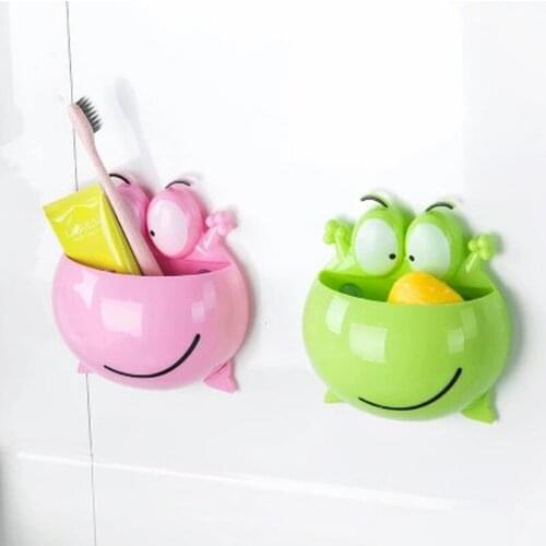 New Hot Strong Suction Wall Frog Shaped Toothbrush Toothpaste Holder Stand Brush Rack Bathroom Toothbrush Holder