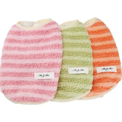 Cheap Dog Clothes Warm Hoody Coat Winter Soft Strips Fleece Cat Coat For Small Dogs Chihuahua Sweatshirt Vest Jacket Dog Costume