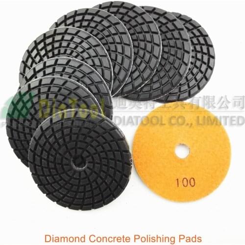 DIATOOL 9pcs #100 4" Resin Bond Diamond Concrete Floor Polishing Pads, Concrete Floor Renew Reparing Pads Diameter 100MM