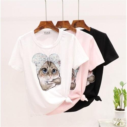 Cotton T-shirt Woman Pink White Black T Shirts Ladies Tops Female Students Loose Tshirt Tees Tops Women 2020