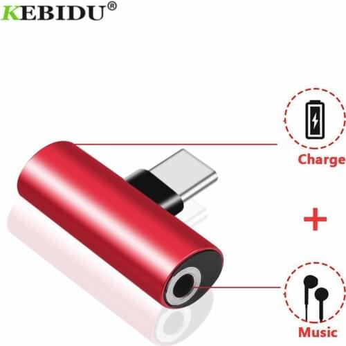 KEBIDU 2 in 1 USB Type C Converter to 3.5mm Aux Jack Adapter USB C Charging Extension Adapter for Xiaomi Mi 8 A2 Lite