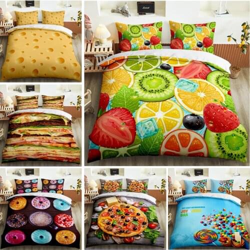 3D printing Delicious food series bedding set duvet cover pillowcase home textile double bedding extra large bedding set