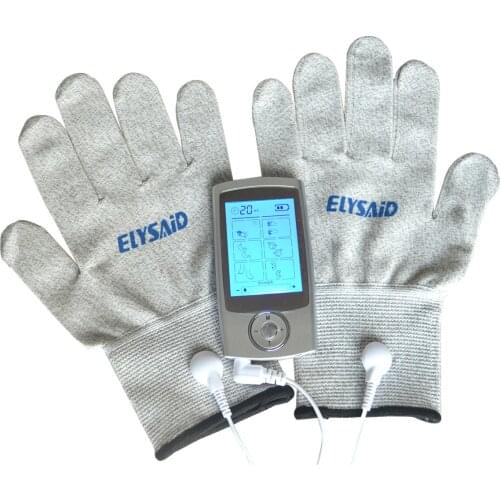 Health Care TENs Massager Digital Therapy Machine Muscle Stimulator+1Pair Hands Care Conductive Electrode Fiber Silver Gloves
