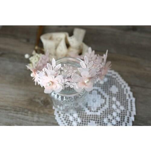 15pcs/3c Fashion Cute Pear Flower Girls Lace Hairbands Solid Kawaii Crochet Gauze Floral Newborn Soft Headbands Headwear