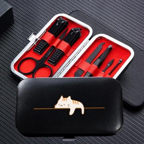 Cartoon Animal Portable Family 7pcs Manicure Nail Clipper Sets Travel Stainless Steel Trimmer Clippers Cutter Scissors Tools