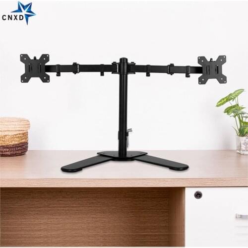 10-27" Full Motion Dual Monitor Desktop Stand Double Arms 360degree Monitor Mount Rotate Computer Screen Adjustable Table Holder