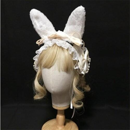 Lovely Rabbit Bunny Ears Hair Clip Headband Anime Lolita Cosplay headwear D698