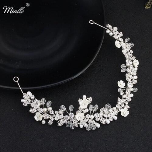 Miallo Fashion Plum Blossom Crystal Wedding Hair Accessories Bridal Headbands Handmade Bride Headpieces for Women