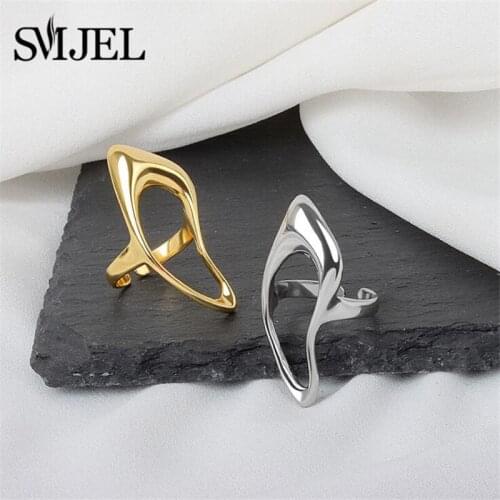 Simple Hollow Geometric Ring Antique Aesthetic Jewelry Fashion Punk Irregular Shape Cuff Rings Party Sister Ring Gifts