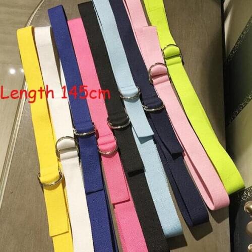 DKBLINGS 145cm long D ring buckle belt Harajuku zipper all-match ultra long canvas belt lovers brief solid color long belt