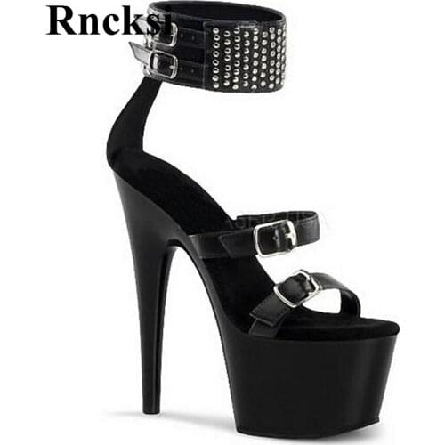 Rncksi Women New Rhinestone Summer Pole Dance Sexy High Platform Open Toe Shoes Cool 17cm High-Heeled Party Dance Shoes Sandals