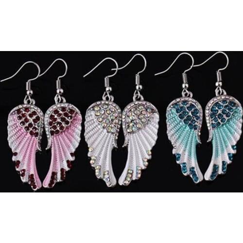 Luxury Feather Wings Dangle Earrings for Women Silver Color Cubic Zircon Hook Earring Classic Wedding Party Jewelry Gift