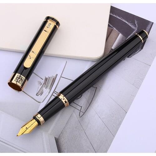 Picasso 902 Gentleman Series Calligraphy Fountain Pen Fude Pen Bent Nib Golden Trim Noble Writing Pen with Gift Pen for Office