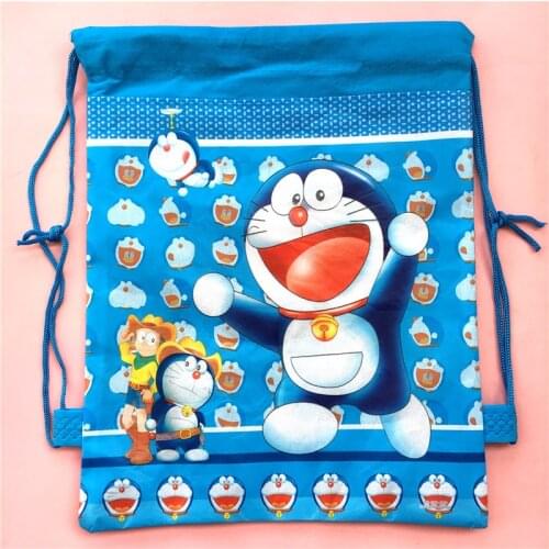1pc Doraemon Non-Woven Fabric Mochila Drawstring Backpack Bags for Kids Birthday Party Decoration Baby Shower Schoolbag