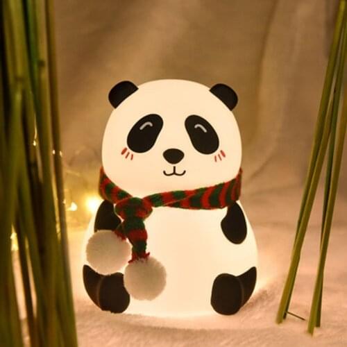 Panda Silicone Night Light USB Rechargeable 7 Colors Change Pad Switch LED Night Lamp For Baby Animal Childrens Nightlight