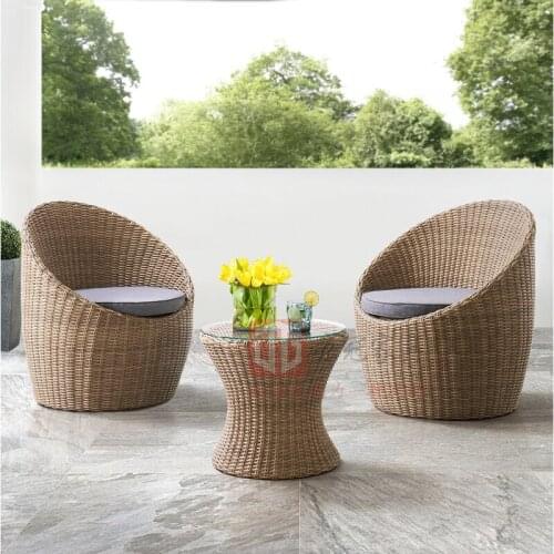 Outdoor Leisure Rattan Table and Chair Three-piece Balcony Outdoor Rotatable Rattan Chair Courtyard Villa Garden Plastic Rattan