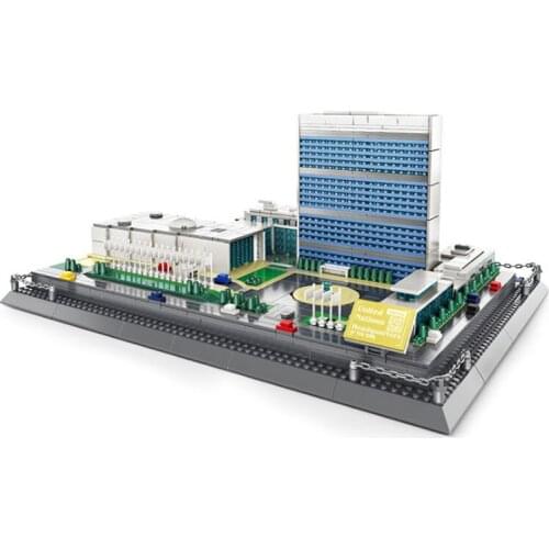 World Architecture series Building Blocks United Nations Headquarters Model Bricks MOC City streetview Toys for children Gift