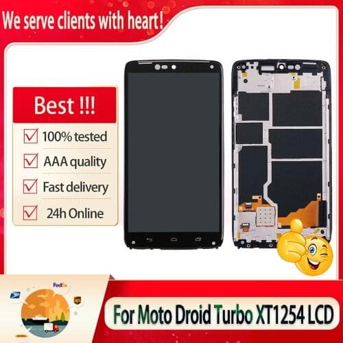 Original For Motorola Moto Droid Turbo XT1254 XT1225 XT1224 lcd Display Touch Screen Digitizer Assembly Frame Replacement