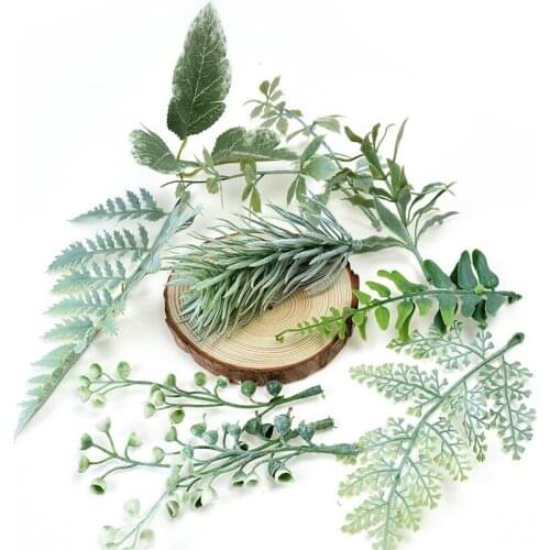 10Pcs Emulation Leaves Artificial Flowers Wedding Christmas Party Decoration DIY Handmade Xmas Wreath Gift Fake Plant ScrapbooK