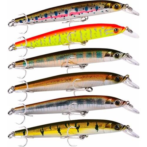 118mm Crankbait Fishing Lure 6 Colors Bass Plastic Hard Fishing Bait Tackle Floating Tail Holographic Fake Bait Bionic Fish Hook