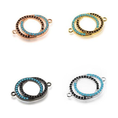 13*20mm Donuts crystal micro pave cz zircon cubic zirconia beads DIY Copper necklace charm bracelet connectors yufg3