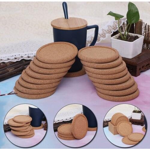 2Pcs Round Wooden Slip Slice Cup Mat Placemats Insulation Pot Cork Coaster Tea Coffee Drink Holder for DIY Tableware Durable Pad