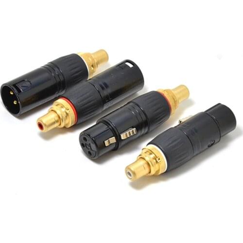 2xGold plated XLR Female to RCA Female Socket Adapter Gold Balanced Plug Male
