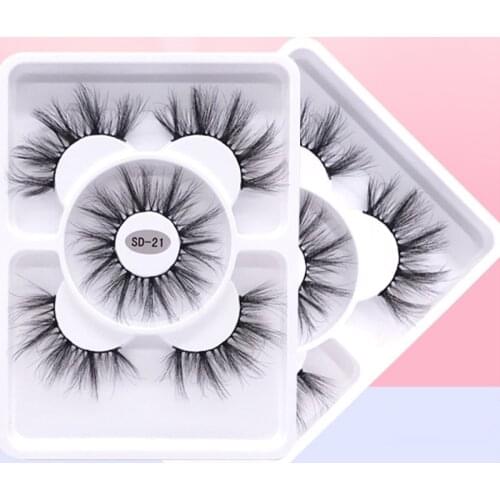 3 Pairs SD21 Faux Mink False Eyelashes Natural Long Fake Eye Lash Strip Lashes Makeup Beauty Eyelash Extension Tools
