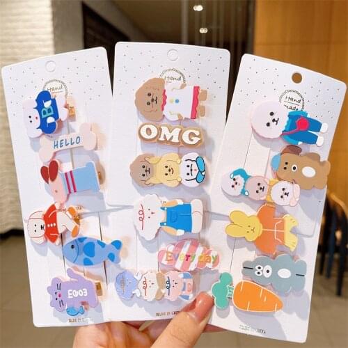 3Pcs/Set Cute Animals Letter Barrettes Acrylic BB Hair Clips for Girls Sweet Children Hairpins Hair Accessories Lovely Headdress