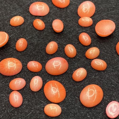 5Pcs/pack Artificial coral cabochons Pink color oval shape ring face Charms for making bracelets earrings ring Non-porous Beads