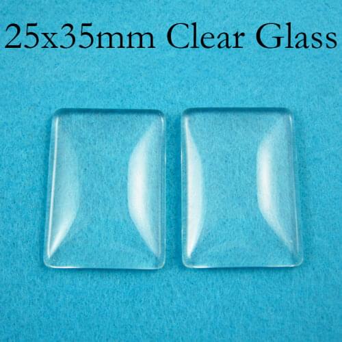 25x35mm Rectangle Magnifying Glass Cabochons, Square Clear Domed Glass Cabs