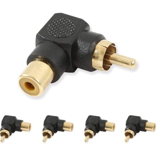 LBSC RCA Male to RCA Female Right Angle Adapter 90 Degree Connector Black(5 Pack)