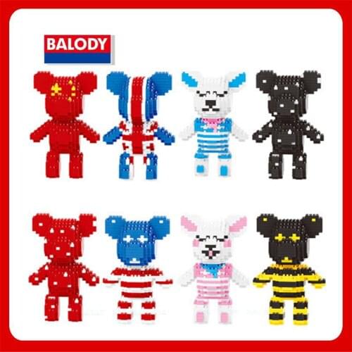 Balody 38055-38062 Brick Toys Bear National Flag Small Particle Assembling Building Micro Mini 3D Blocks Toys For Kids