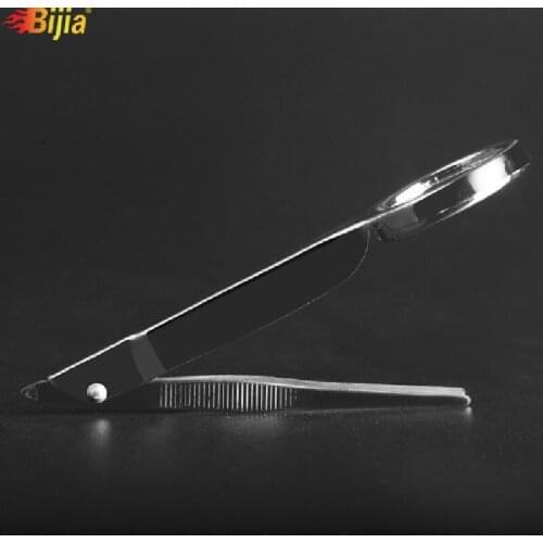 Bijia 10 Times Tweezers Stainless Steel Multi-function Portable Handheld Magnifying Glass Repair Inspection