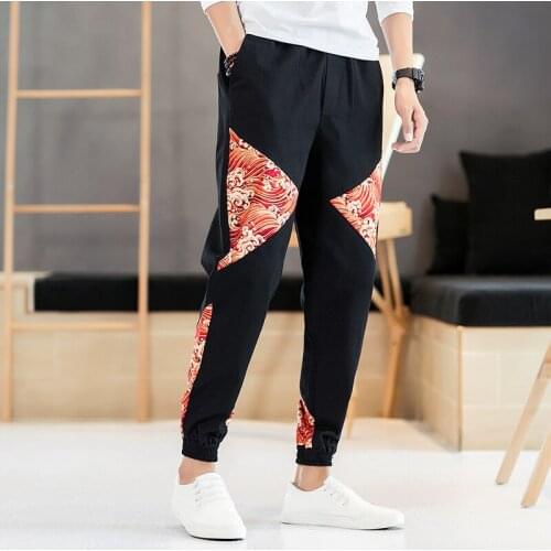 Patchwork Pants Men Casual Black Pants Mens Streetweaer Fashions Harajuku Autumn Joggers Male Trouser Plus Size
